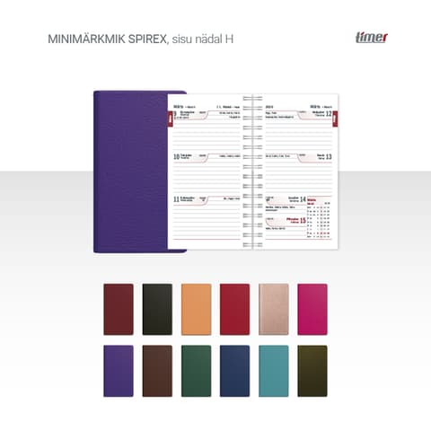 2026 Kalendermärkmik Timer Minimärkmik Spirex Nädal H