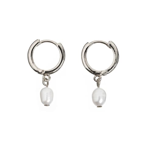 Kõrvarõngad Timi Pearl Small Hoop - Silver