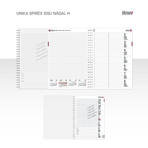 2026 Kalendermärkmik Timer UNIKA Spirex sisu Nädal H