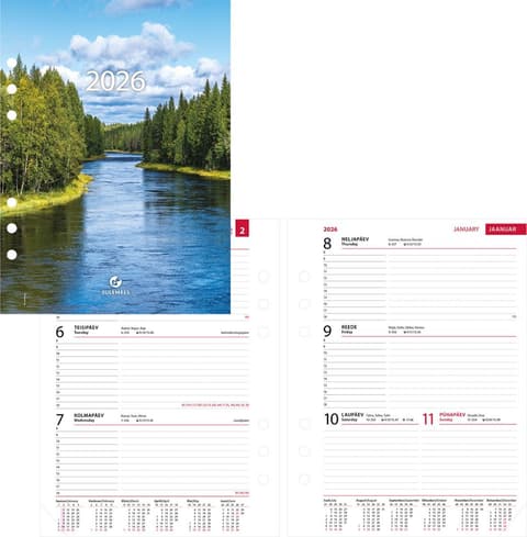 2026 Kalendermärkmik Time-master A5 (70mm) sisu, nädal HORISONTAAL