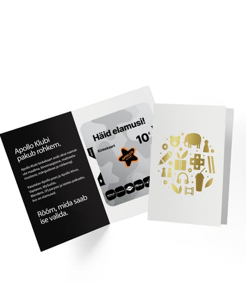 Apollo Klubi Kinkekaart 10 €, Pidulikus ümbrises