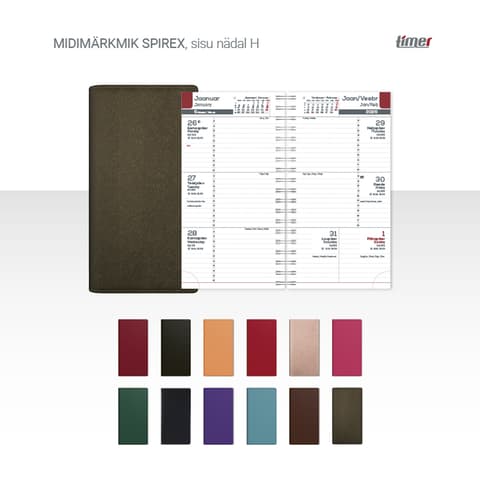 2026 Kalendermärkmik Timer Midimärkmik Spirex Nädal H