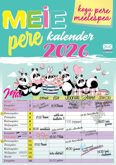 Seinakalender 2026 Meie pere kalender A5