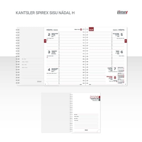 2026 Kalendermärkmik Timer Kantsler Spirex sisu Nädal H