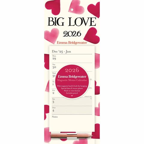 Magnetkalender 2026 Emma Bridgewater Big Pink Hearts WTV Magnetic