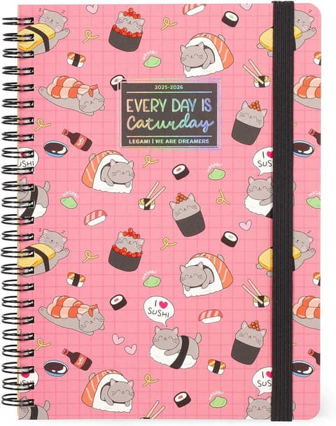LEGAMI 25/26 kalendermärkmik spiraal suur 15x21cm Sushi Cat(16kuud/nädal)