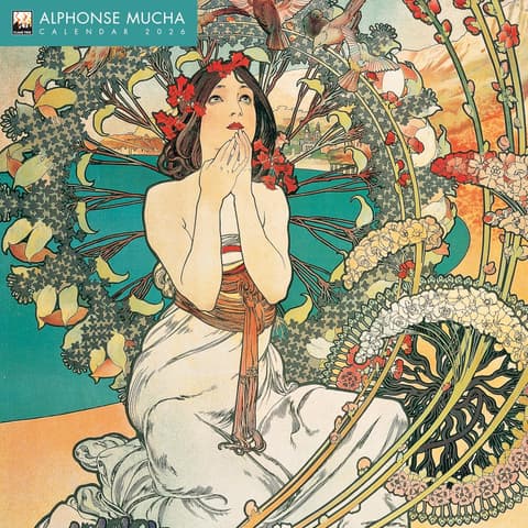 Flametree Alphonse Mucha Wall Calendar 2026