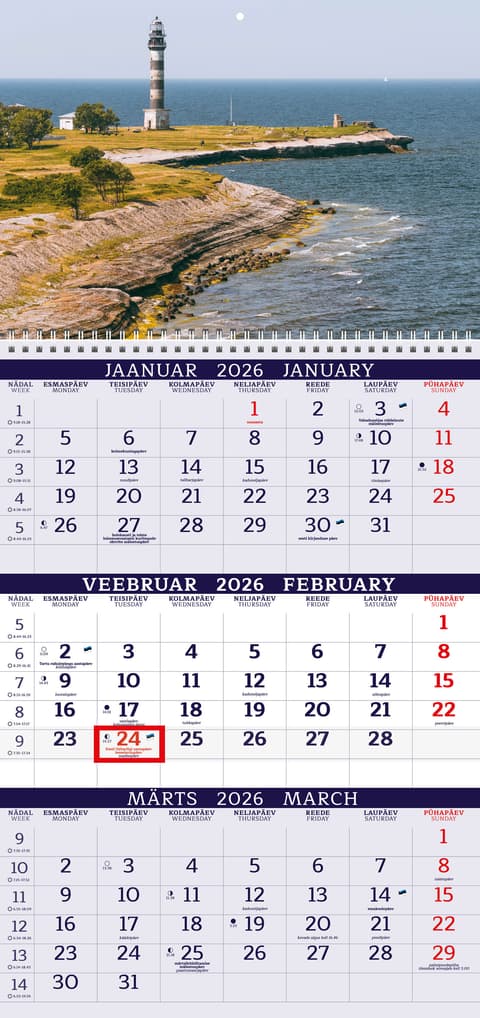 Seinakalender Autori Trio kalender 2026 (Kaupo Kalda)