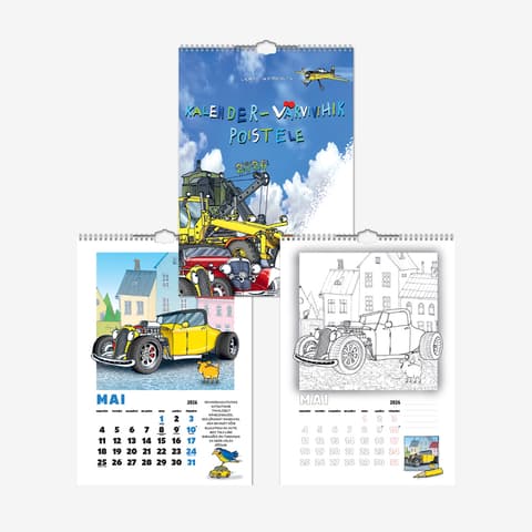 2026 Seinakalender TIMER Kalender-Värvivihik Poistele (U. Nemvalts)