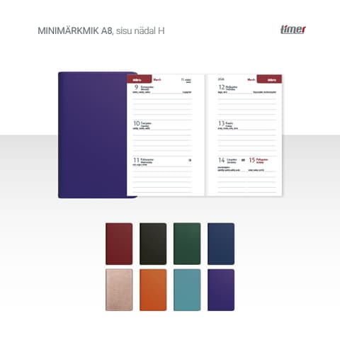 2026 Kalendermärkmik Timer Minimärkmik A8 Nädal H