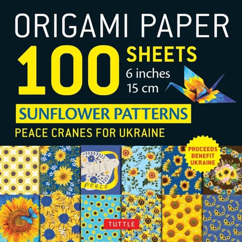 Origami Paper 100 Sheets Sunflower Patterns (15 cm) Peace Cranes for Ukraine