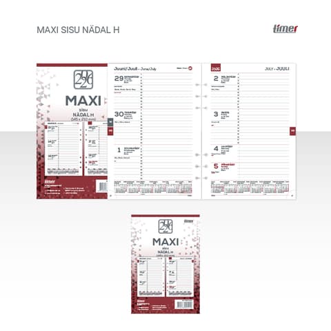 2026 Kalendermärkmik Timer Time-Master MAXI sisu Nädal H