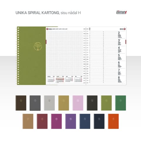 2026 Kalendermärkmik Timer Unika Spiral Kartong Nädal H