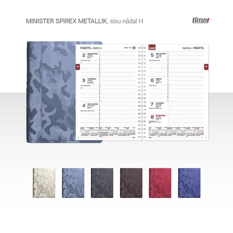2026 Kalendermärkmik Timer MINISTER Spirex Nädal H metallik