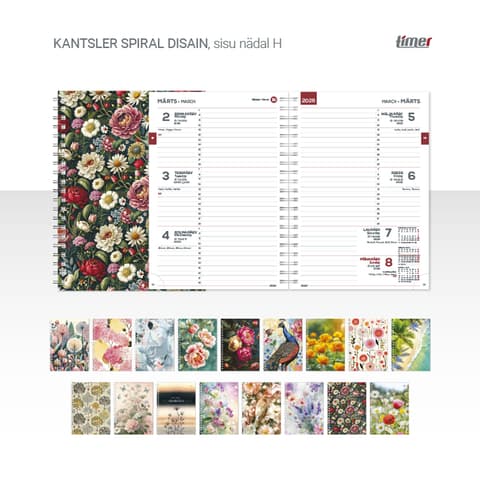 2026 Kalendermärkmik Timer KANTSLER Spiral Disain Nädal H