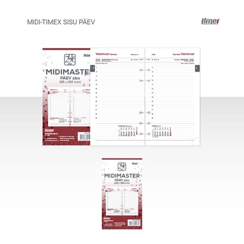 2026 Kalendermärkmik Timer Time-Master MIDI Timex sisu Päev