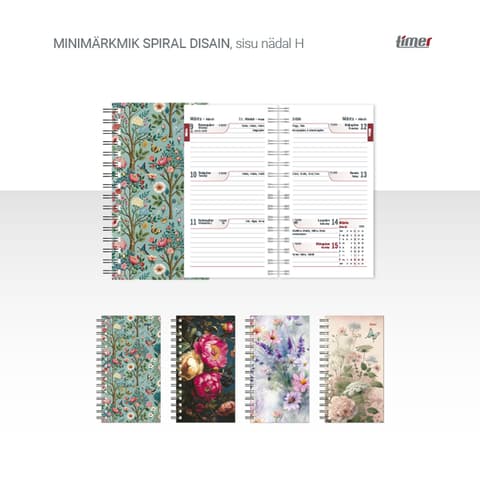 2026 Kalendermärkmik Timer Minimärkmik Spiral Disain Nädal H