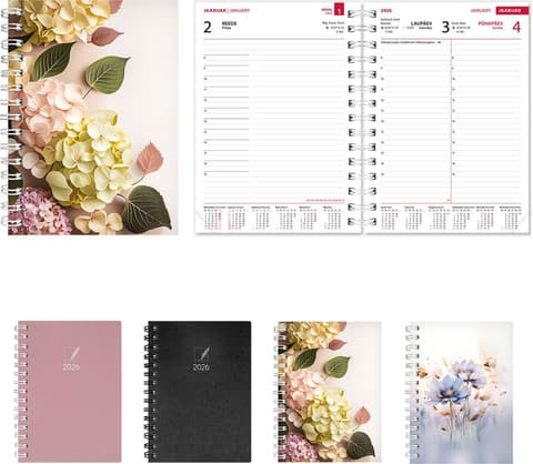 2026 Kalendermärkmik Nature A5 Päev, spiraalköide, kõik kaanepildid