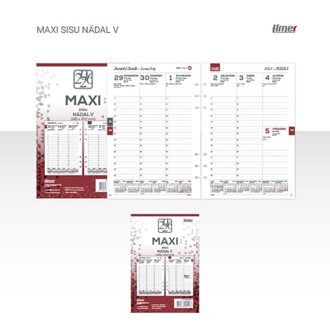 2026 Kalendermärkmik Timer Time-Master MAXI sisu Nädal V