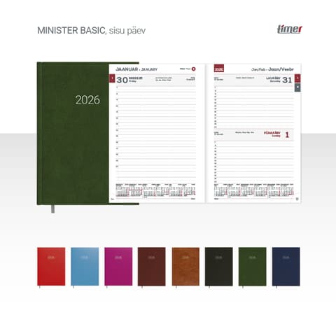 2026 Kalendermärkmik Timer MINISTER Basic Päev
