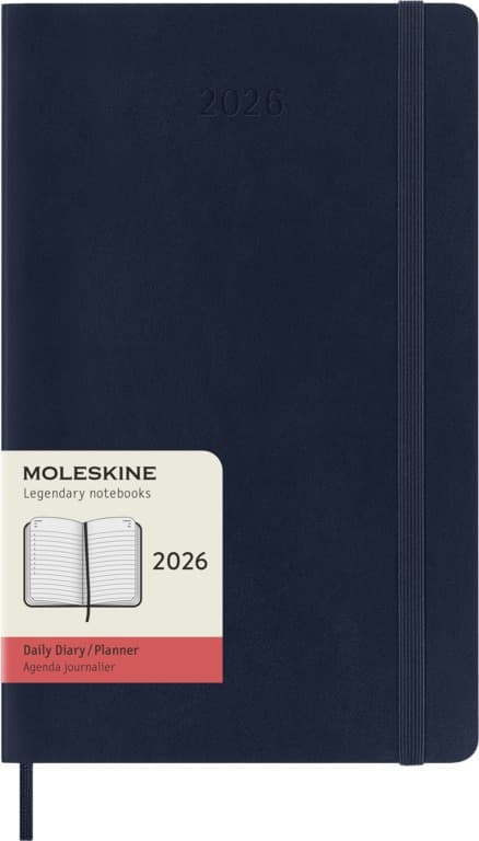 Kalendermärkmik Daily diary Moleskine 2026, 13x21cm, saphire blue soft cover