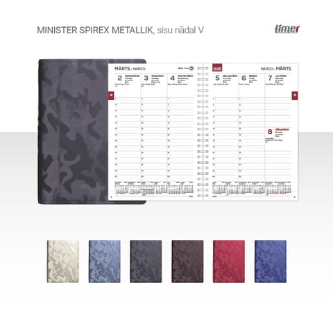 2026 Kalendermärkmik Timer MINISTER Spirex Nädal V metallik