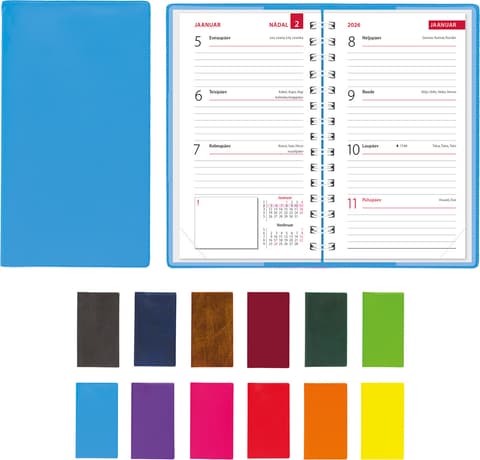 2026 Kalendermärkmik Taskumärkmik MINI, spiraalköide, plastkaaned
