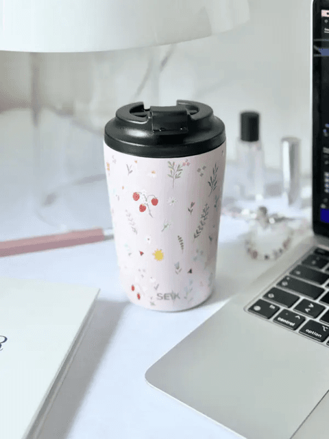 Kohvitermos terasest – maasikad (350 ml)