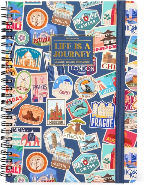 LEGAMI 25/26 kalendermärkmik spiraal suur 15x21cm Travel Stickers (16kuud/nädal)