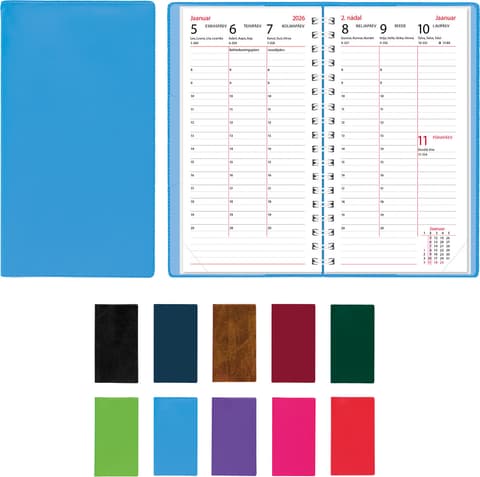 2026 Kalendermärkmik Taskumärkmikmärkmik, EURO, spiraalköide, plastkaaned
