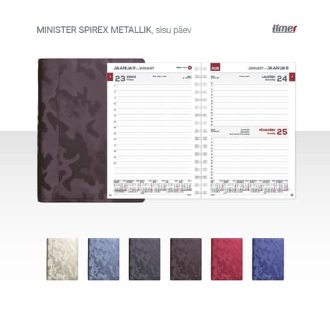 2026 Kalendermärkmik Timer MINISTER Spirex Päev metallik
