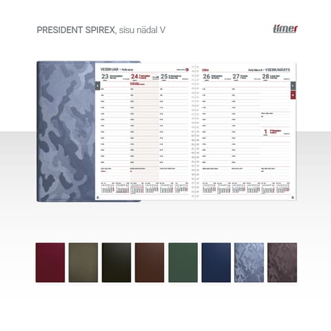 2026 Kalendermärkmik Timer PRESIDENT Spirex Nädal V