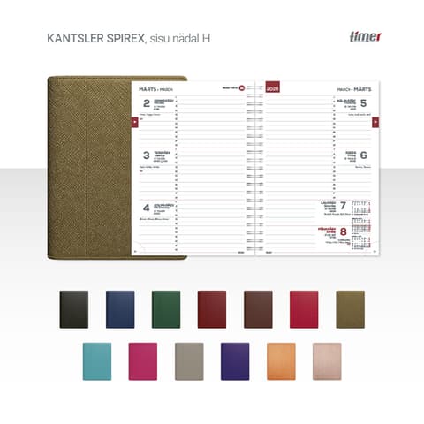 2026 Kalendermärkmik Timer KANTSLER Spirex Nädal H