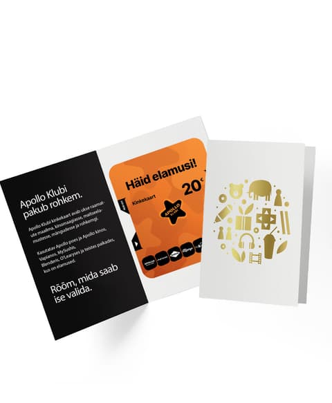 Apollo Klubi Kinkekaart 20 €, Pidulikus ümbrises