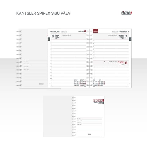 2026 Kalendermärkmik Timer Kantsler Spirex sisu Päev
