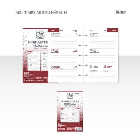 2026 Kalendermärkmik Timer Time-Master MINI Timex A8 sisu Nädal H